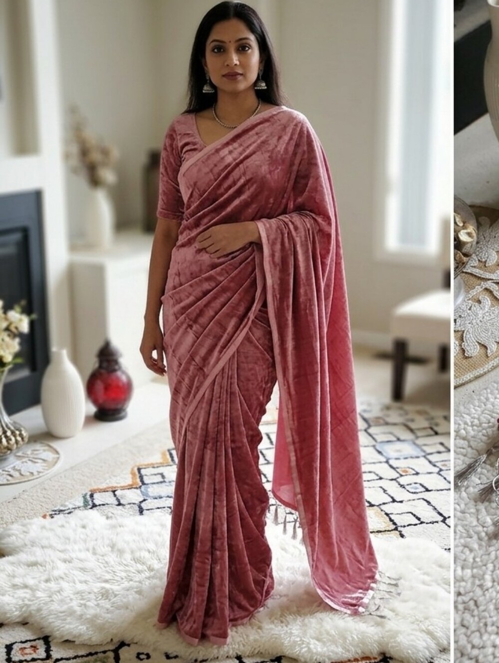 Women Pure Mul Tissue Saree Rose Pink & Silver Zari Mint Condition Party Festive